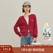 茵曼2025冬季女裝新款紅裝MIU系刺繡針織開(kāi)衫簡(jiǎn)約毛衣外套上衣 紅色 L