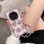 山頭林村粉色愛(ài)心水鉆適用OPPOFindN5手機殼FindN3超薄簡(jiǎn)約折疊屏保護套防摔殼 粉色貝殼紋+粉色愛(ài)心水鉆+ 華為novaFlip