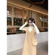 依樂(lè )琦韓系羊毛呢背心裙女秋冬甜美套裝小個(gè)子專(zhuān)屬 羊駝色背心裙 S