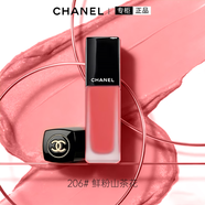 香奈兒（Chanel）雙頭唇釉唇蜜不掉色不沾杯絲絨炫光唇釉禮盒裝生日生日禮物 206#鮮粉山茶花【絲絨唇釉】