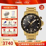 天梭（TISSOT）【官方授權店】 瑞士手表 新款速敢系列黑武士計時(shí)碼運動(dòng)防水男表 黑盤(pán)金色鋼帶T125.617.33.051.01