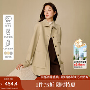 茵曼（INMAN）2025冬季女裝新款羊駝毛桑蠶絲襯衫式雙面呢短款毛呢夾克外套 卡其 M