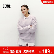 森馬（Semir）毛衣女冬季oversize小狗提花圓領(lǐng)軟糯毛衫慵懶風(fēng)上衣101724107028