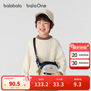 巴拉巴拉童裝小童大童毛衣套頭2025新款秋冬裝打底衫男童女童撞色學(xué)院風(fēng)潮 白咖色調00315 140