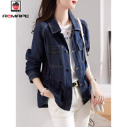 AEMAPE牛仔外套女2025年秋冬季新款通勤百搭休閑簡(jiǎn)約夾克上衣 牛仔藍 L 115-125