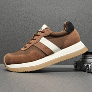 SERENE奢侈高檔品牌時(shí)尚休閑運動(dòng)鞋男2025新款冬季輕便厚底增高阿甘鞋男 棕色 40 【等于運動(dòng)鞋41碼】