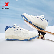 特步（XTEP）乄行板鞋女冬季新款潮流耐磨保暖運動(dòng)鞋街頭滑板百搭女鞋 帆白/日光藍 40