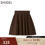 SNIDEL秋冬高腰百搭純色A字百褶針織半身短裙SWNS245233 棕色 均碼 (F)