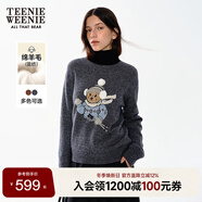 Teenie Weenie小熊女裝毛針織衫2025冬季新款柔軟舒適提花圓領(lǐng)毛衣