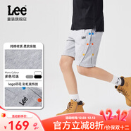 Lee童裝夏季兒童中褲男女童新品中大童彩虹裝飾扣針織五分褲短褲 淺麻灰 （100%棉） 165 cm