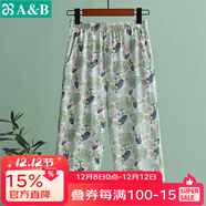 AB內衣睡褲女中老年春夏純棉居家吸汗寬松透氣女士中褲薄款家居褲 淺綠葉G790 4XL