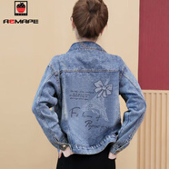 AEMAPE2025新款春秋季小個(gè)子短款夾克上衣時(shí)尚顯瘦牛仔外套女上衣 929藍色款  XL _建議110-120斤