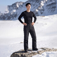牧途雪（MUTUSNOW） 滑雪褲男士戶(hù)外登山單雙板加厚夾棉防風(fēng)保暖耐磨背帶雪地褲 1908 1908男黑褲 M