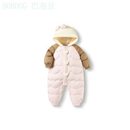 巴布豆（BOBDOG）嬰兒連體羽絨服品牌嬰幼兒羽絨服連體衣男童2025新款 巴布豆保姆鵝粉色 90