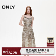 ONLY2025秋季新款性感蕩領(lǐng)網(wǎng)紗印花修身中長(cháng)裙連衣裙女|125161030 HFK瑞爾牛仔印花棕 M