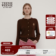 Teenie Weenie小熊秋季綿羊毛軟糯毛針織開(kāi)衫簡(jiǎn)約通勤毛衣外套女裝 棕色 XS (155)