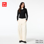 優(yōu)衣庫女裝針織廓形長(cháng)褲/彎刀鐮刀褲子483722 482287 483722/01乳白色 S