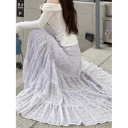 依樂(lè )琦早秋紫色一字肩針織套裝溫柔系半身裙 單-紫色波點(diǎn)半身裙 S