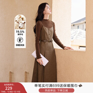 香影復古格子吊帶毛呢連衣裙女2025秋冬季新款高級感氣質(zhì)收腰裙子 咖啡 M