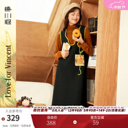 兩三事針織連衣裙女秋冬季復古無(wú)袖中長(cháng)款裙子背心裙梵高兀自生長(cháng) 黑色-y S