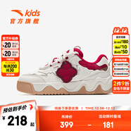 安踏兒童運動(dòng)鞋女大童鞋2025春季新年款低幫奶昔板鞋學(xué)生小白鞋 象牙白/優(yōu)雅紅/玫瑰金-1 37