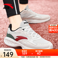 安踏（ANTA）星云跑步鞋男秋季新款軟底皮面防水網(wǎng)面保暖跑鞋運動(dòng)鞋 象牙白/泥沙灰/黑-1 39