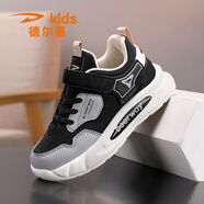 德?tīng)柣菖蓍e鞋加絨棉鞋新款男童秋冬皮面防水運動(dòng)鞋中大童防滑校園鞋 黑白皮面 31