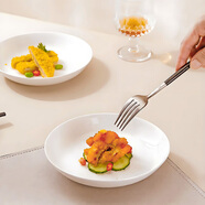 斯凱綈（Sky Top）盤(pán)子陶瓷深菜盤(pán)純白碟子骨瓷家用酒店餐具7英寸飯盤(pán)4件套裝