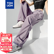 唐獅（TonLion）2024女寬松休閑工裝口袋腳口抽繩長(cháng)褲