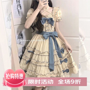 COMIC SOUL洛麗塔蓬蓬公主裙法式茶歇別致感輕奢迪士尼連衣裙女夏季 杏色旗艦綢緞品質(zhì) 均碼 S碼+破損包賠