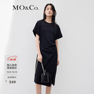 MO&Co.抗菌防螨愛(ài)心珠片解構不對稱(chēng)設計感顯瘦連衣裙摩安珂 黑色-第2批 XS 155
