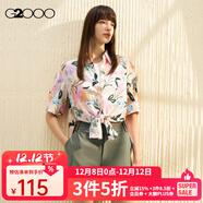 G2000【可機洗】G2000女裝SS24商場(chǎng)新款柔軟舒適綁帶花卉印花休閑襯衫 香草白-印花帶領(lǐng)襯衫21寸 36