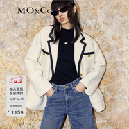 MO&Co.小香風(fēng)西裝權力外套羊毛混紡休閑西裝夾克外套女呢子外套 米白色-第2批 S 160