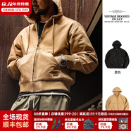 馬登工裝 美式復古連帽登山夾克重磅帆布阿美咔嘰J130短款外套男秋季 卡其色 XL