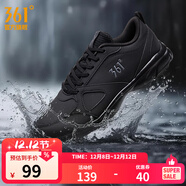 361°運動(dòng)鞋男鞋秋冬季透氣網(wǎng)面跑鞋黑色通勤輕質(zhì)戶(hù)外慢跑步鞋 曜石黑/煙灰【皮革面防潑水】 42