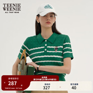 Teenie Weenie小熊女裝簡(jiǎn)約夏季短袖毛衣針織衫POLO領(lǐng)泡泡袖女裝 綠色 M 165