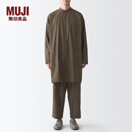 MUJI MUJI Labo 男女通用 長(cháng)絨棉 府綢 長(cháng)衫 長(cháng)袖休閑百搭襯衫 灰棕色 L-XL