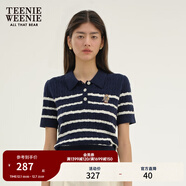 Teenie Weenie小熊女裝簡(jiǎn)約夏季短袖毛衣針織衫POLO領(lǐng)泡泡袖女裝 藏青色 M 165