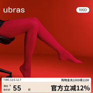 ubras100D微壓輕塑發(fā)熱打底連褲襪黑絲襪女保暖防勾絲 絲絨紅色 均碼 