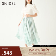 SNIDEL春夏款甜美仙女透視高腰不規則薄紗半身裙SWFS231181 薄荷綠 S (0)
