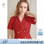 范思藍恩正式氣質(zhì)通勤連衣裙女夏季收腰顯瘦面試西裝裙 紅色 XL