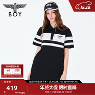 BOY LONDON春夏女士連衣裙字母條紋時(shí)尚休閑polo裙W17800 黑色 M