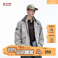 BJHG不計后果美式夾克外套男款秋季2025新款燈芯絨拼接潮牌工裝上衣女 做舊淺灰 2XL