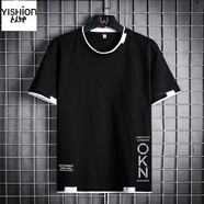 A21以純純棉短袖T恤男夏季潮流寬松服潮牌港風(fēng)學(xué)生半袖T 以純-黑色  XL