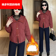 維多利亞的格調加棉加厚小香風(fēng)絨棉服女2025年冬季新款時(shí)尚洋氣娃娃領(lǐng)棉衣外套 紅色【手塞棉加厚】 M 【建議100斤內】