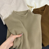 俞兆林（YUZHAOLIN）初秋小立領(lǐng)奶fufu軟糯針織長(cháng)袖打底衫女冬季毛衣韓版簡(jiǎn)約上衣內搭 卡其色版 XL 建議115-130斤