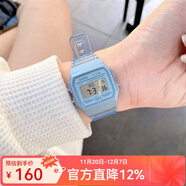 卡西歐手表 數顯小方塊 潮流電子表 時(shí)尚運動(dòng)防水學(xué)生表考試表 F-91WS-2 果凍藍