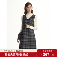 獨束大碼女裝【格林筆記】斜挎包裝飾格紋背心裙2025冬季新品裙子 深灰格 L （尺碼：2）