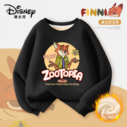迪士尼（Disney）瘋狂動(dòng)物城聯(lián)名衣服男童加絨衛衣尼克朱迪兒童冬季服裝冬裝 【加絨加厚|耐磨耐穿衛衣】黑 狂野尼克_5 120 cm 【適合40-50斤】