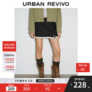 UR2025秋季新款女丹寧回潮波點(diǎn)棉質(zhì)超短款牛仔半裙UYL850134 黑色印花 (有內襯) S